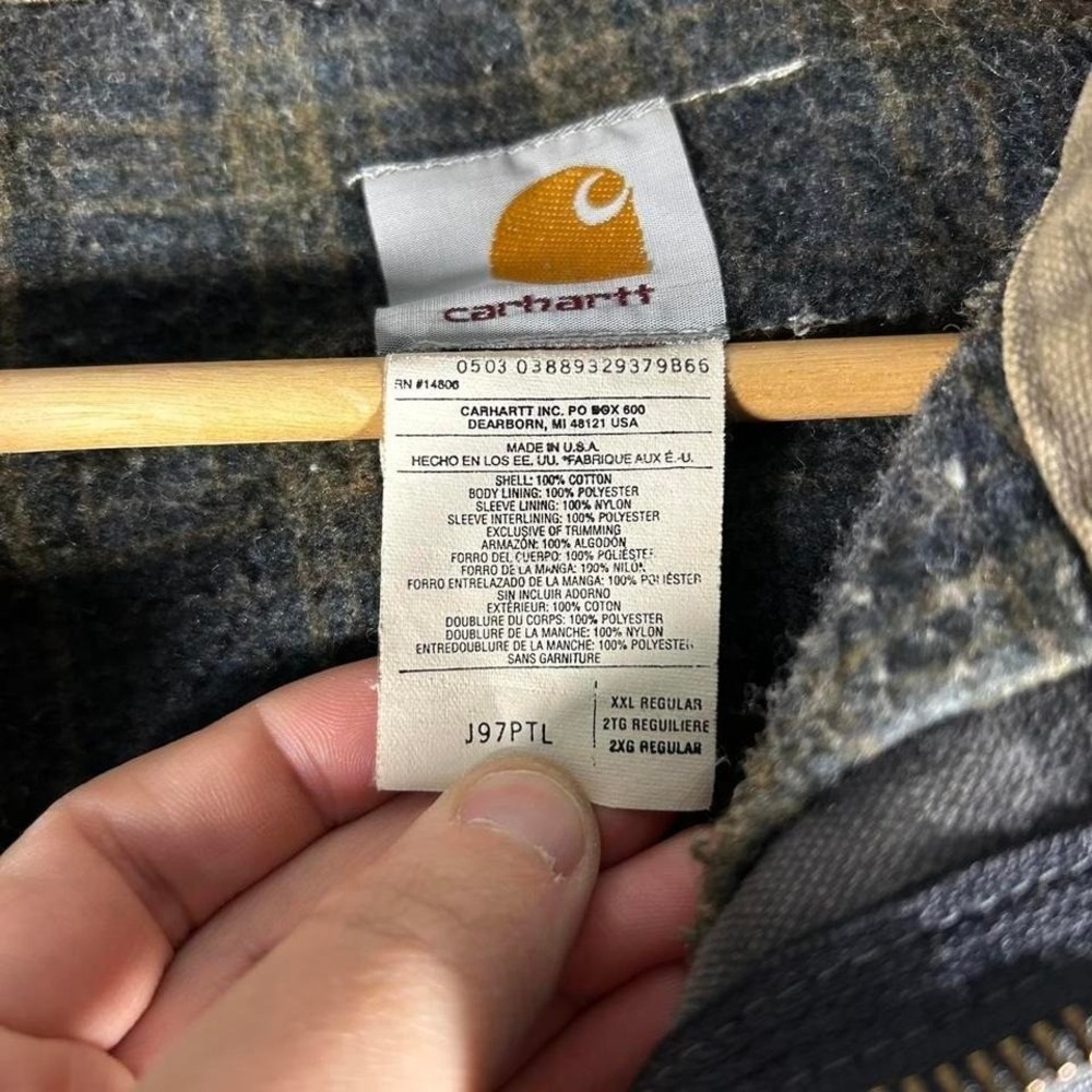 Vintage Carhartt Detroit j97PTL petrol grey blanket lined distressed jacket - Picture 6 of 8